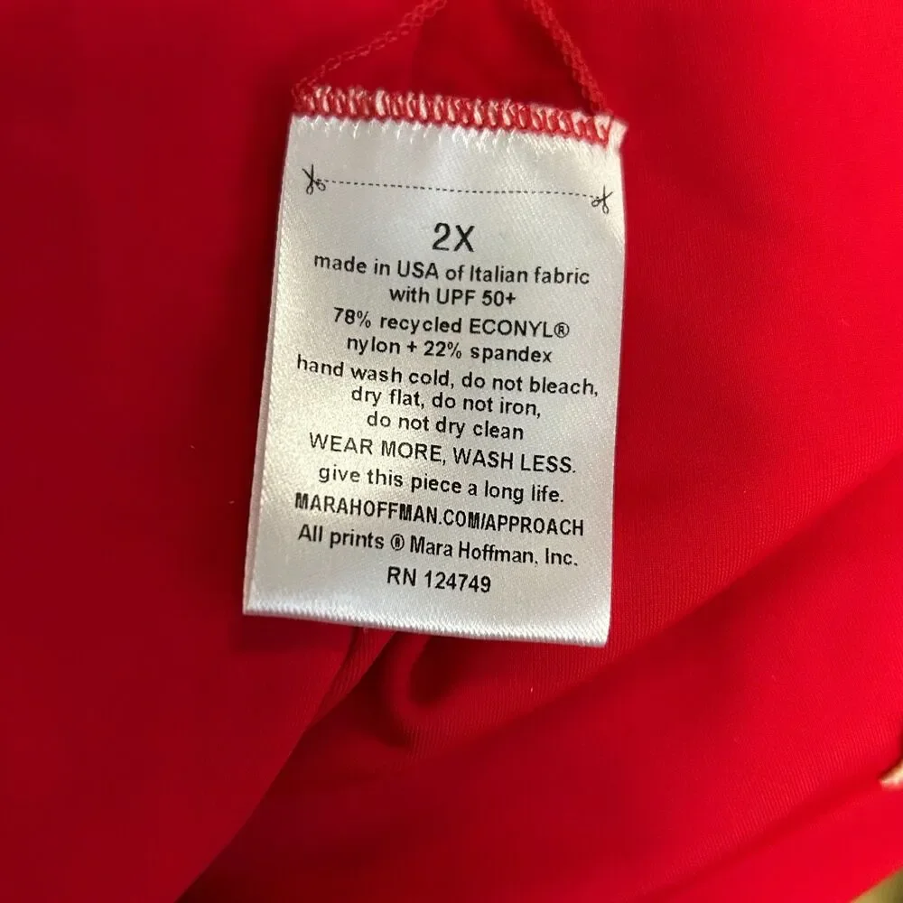 Mara Hoffman Women's NWOT Jay Red High Waist Tie-Front Swim Bottoms Size 2X